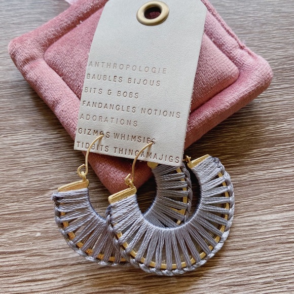 Anthropologie Jewelry - NWT Anthropologie hoop statement earrings in grey